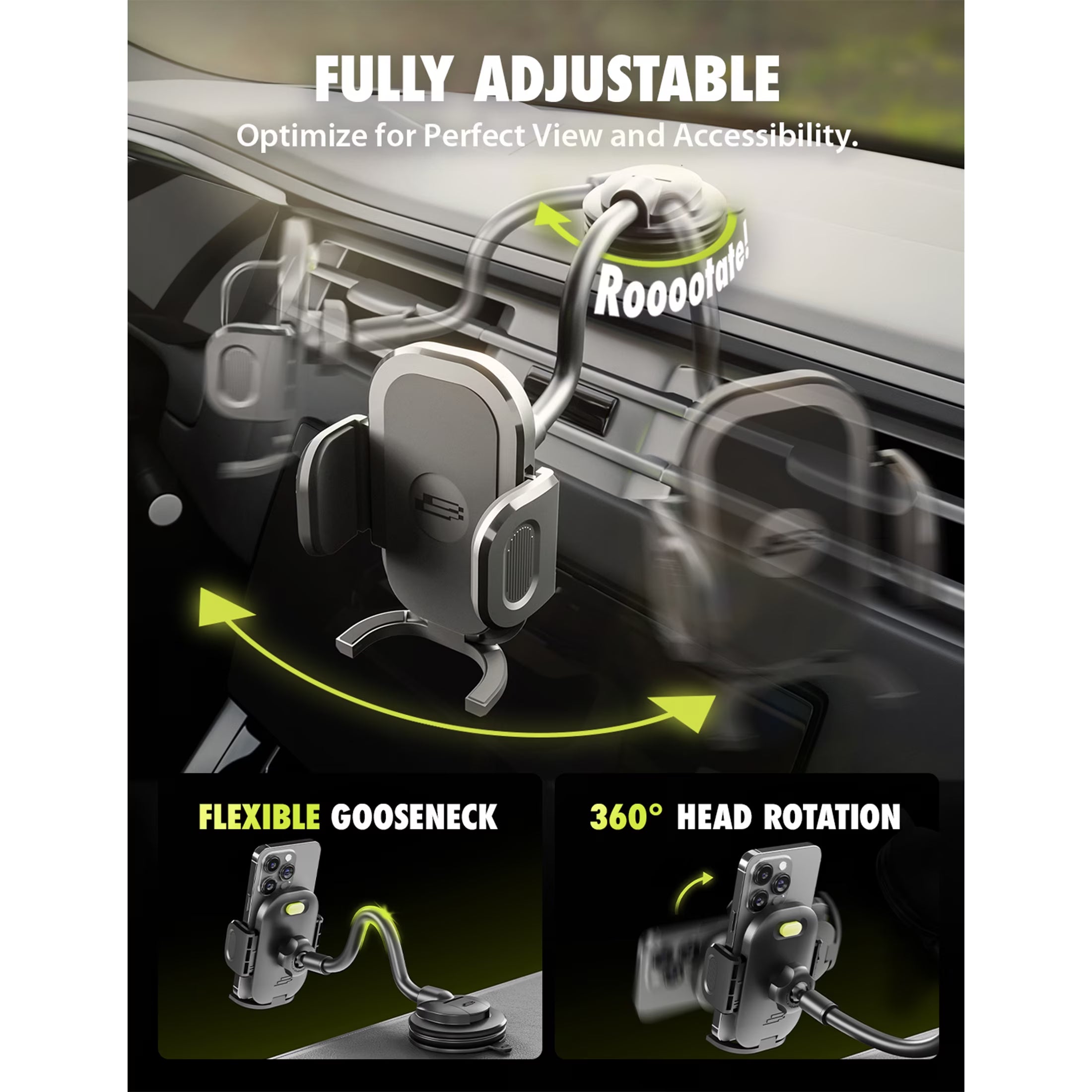 Tripgrip Flex Car Vent Phone Mount, Adjustable Cell Phone Mount Fits Most Phones
