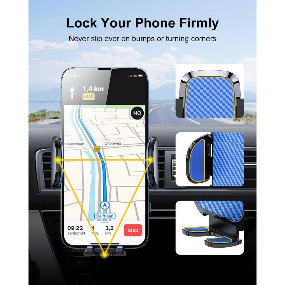 Car Vent Phone Mount-Hands-Free Holder with Universal Clip, Never Blocks A/C Vent, Fits All Iphone and Samsung Models