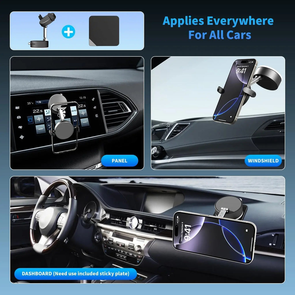 Car Vacuum Magnetic Suction Cup Foldable Magnetic Phone Holder Stand Magnet and Clamping Mount for Car Repair/Gym/Mirror Mount