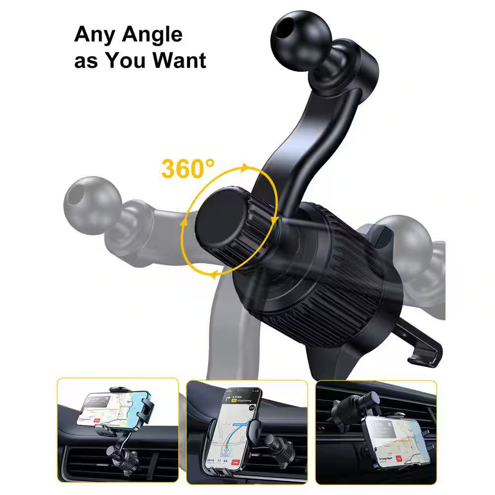 Car Vent Phone Mount-Hands-Free Holder with Universal Clip, Never Blocks A/C Vent, Fits All Iphone and Samsung Models