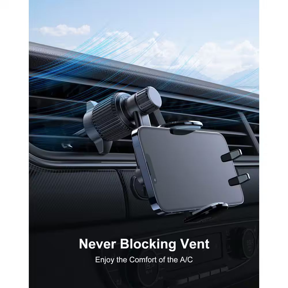Car Vent Phone Mount-Hands-Free Holder with Universal Clip, Never Blocks A/C Vent, Fits All Iphone and Samsung Models