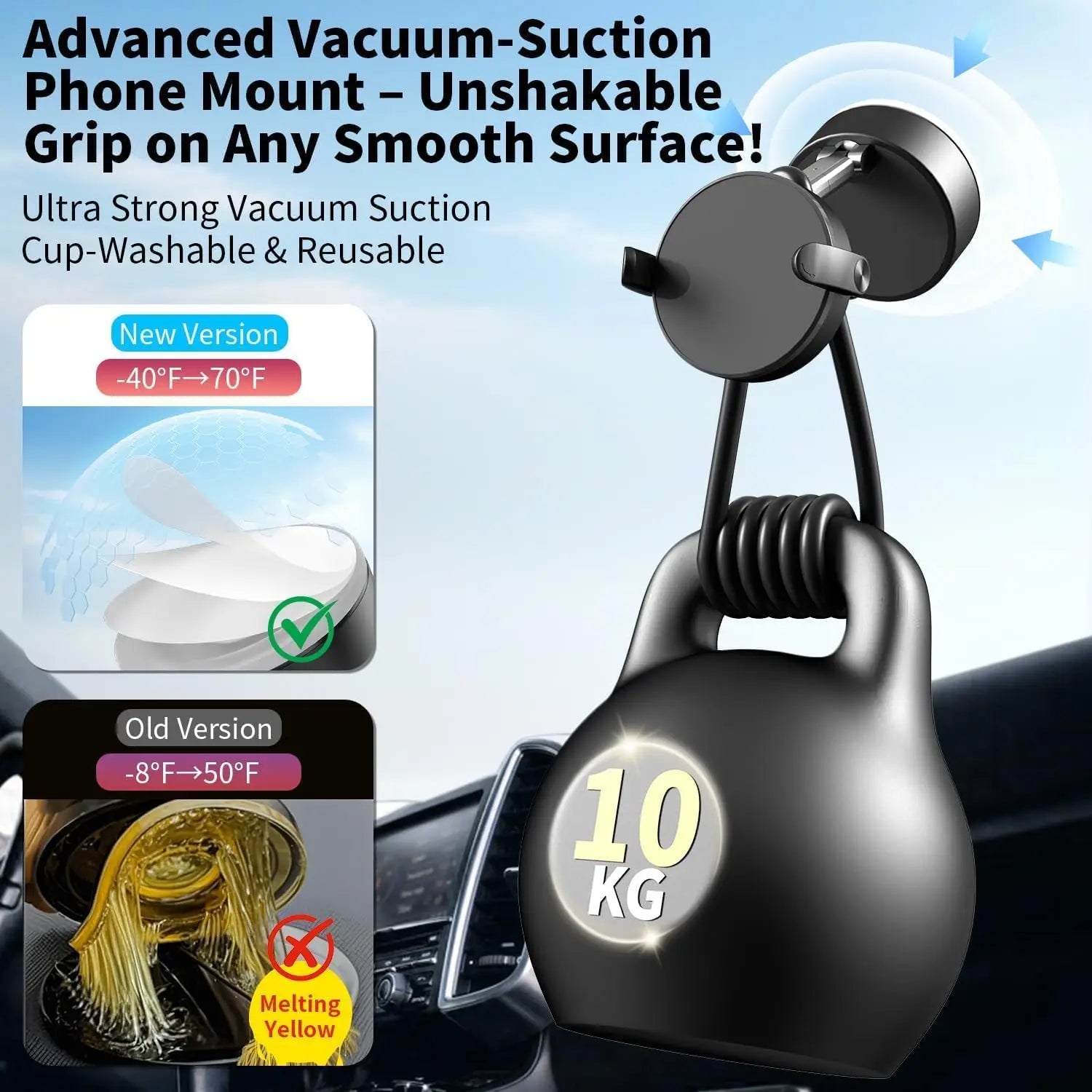 Car Vacuum Magnetic Suction Cup Foldable Magnetic Phone Holder Stand Magnet and Clamping Mount for Car Repair/Gym/Mirror Mount