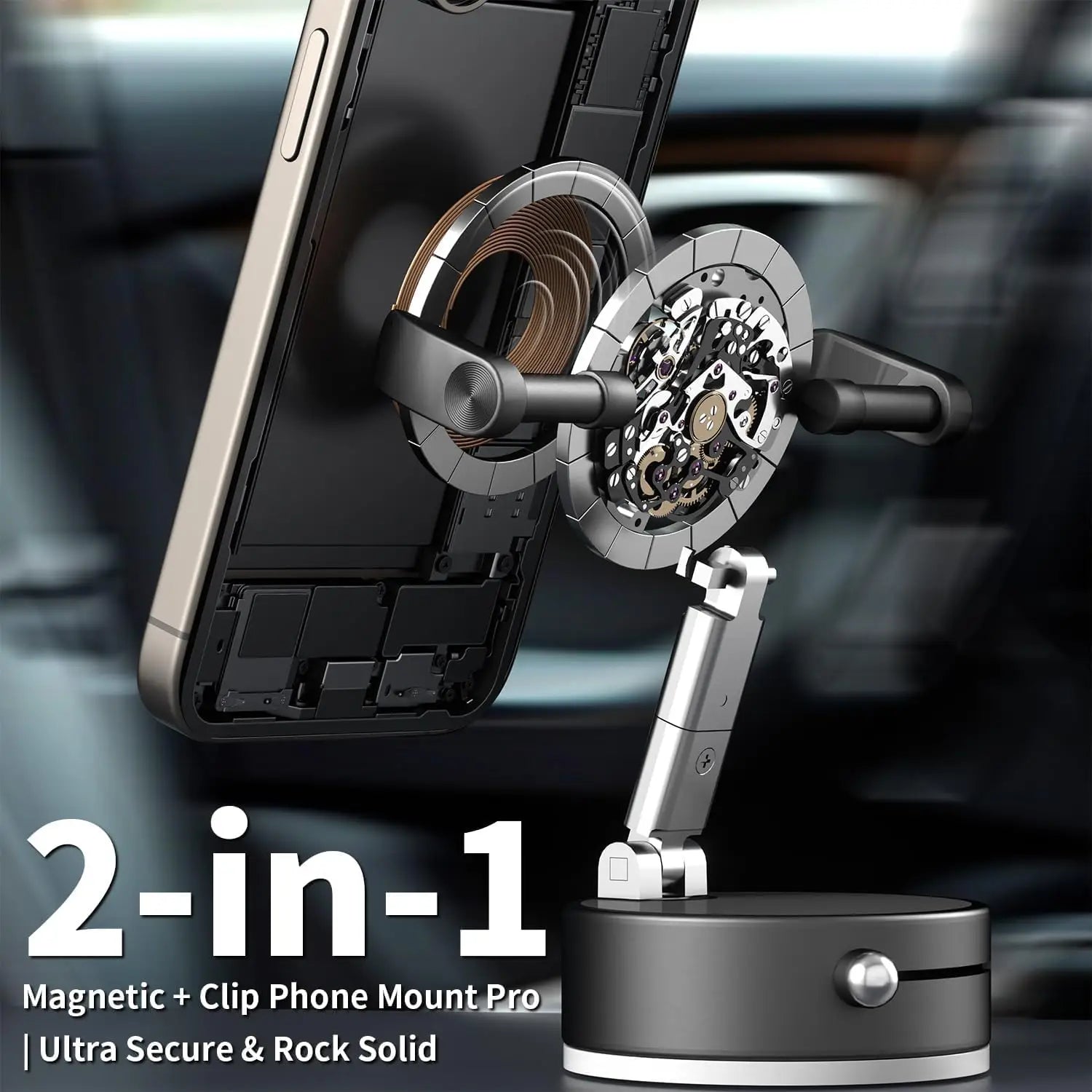 Car Vacuum Magnetic Suction Cup Foldable Magnetic Phone Holder Stand Magnet and Clamping Mount for Car Repair/Gym/Mirror Mount