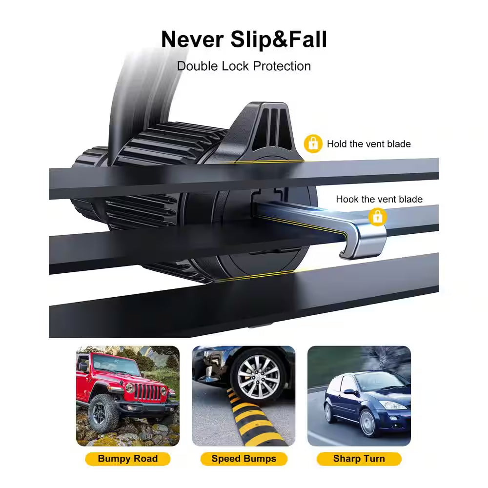 Car Vent Phone Mount-Hands-Free Holder with Universal Clip, Never Blocks A/C Vent, Fits All Iphone and Samsung Models
