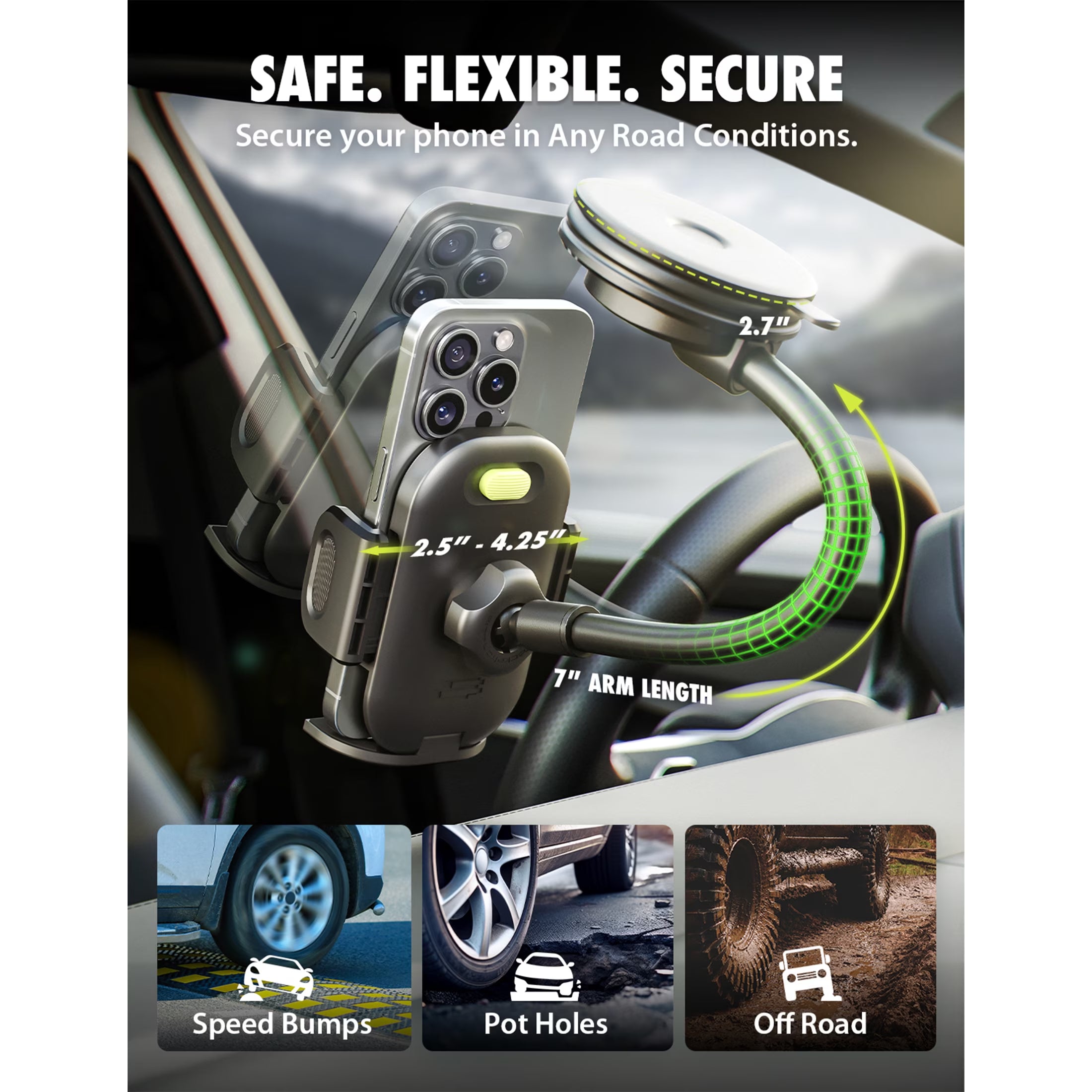 Tripgrip Flex Car Vent Phone Mount, Adjustable Cell Phone Mount Fits Most Phones